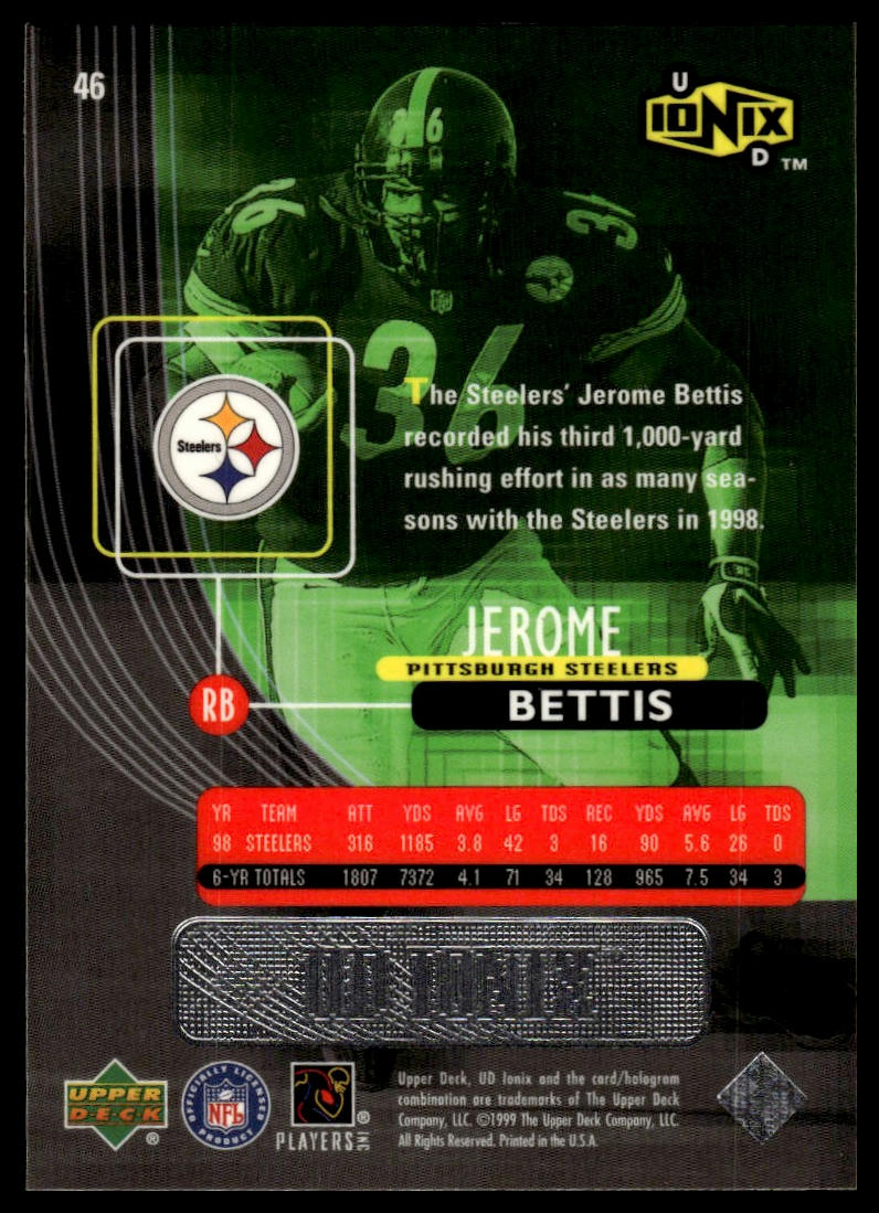 1999 UD Ionix #46 Jerome Bettis