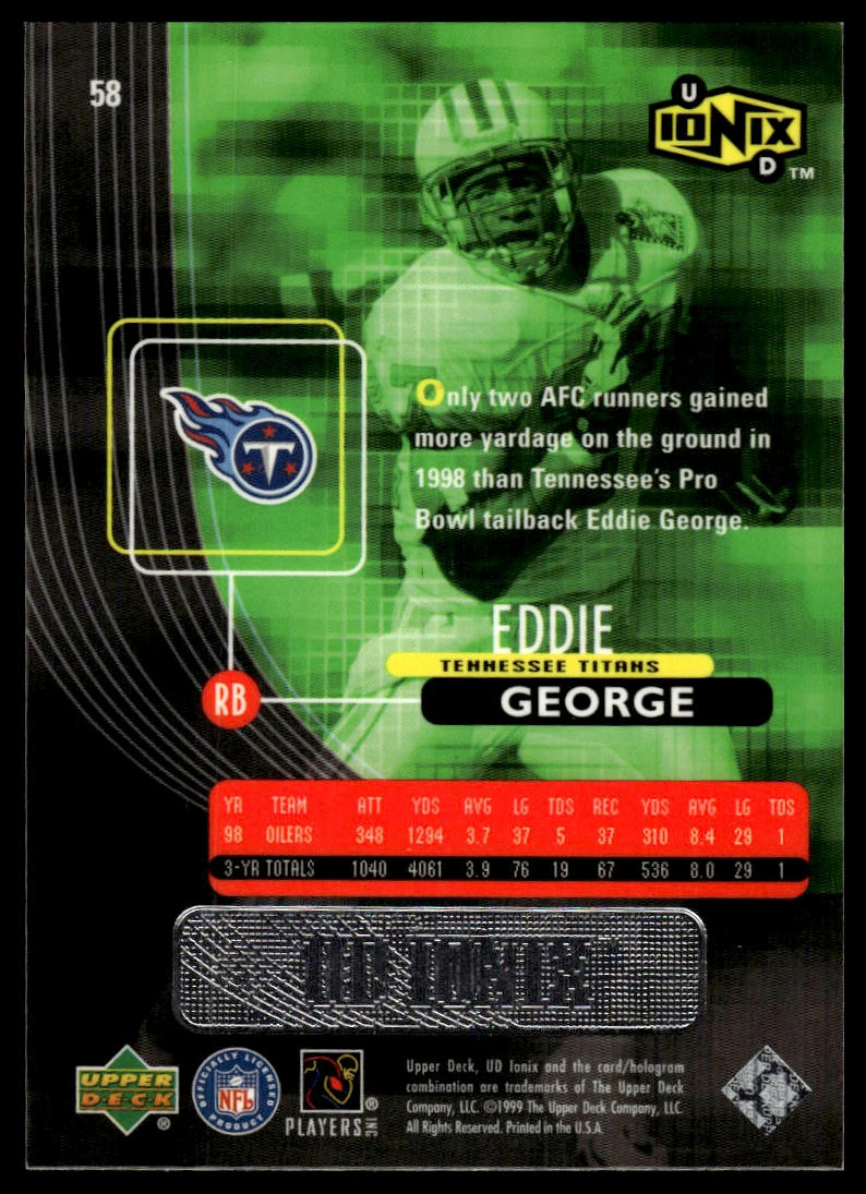 1999 UD Ionix #58 Eddie George