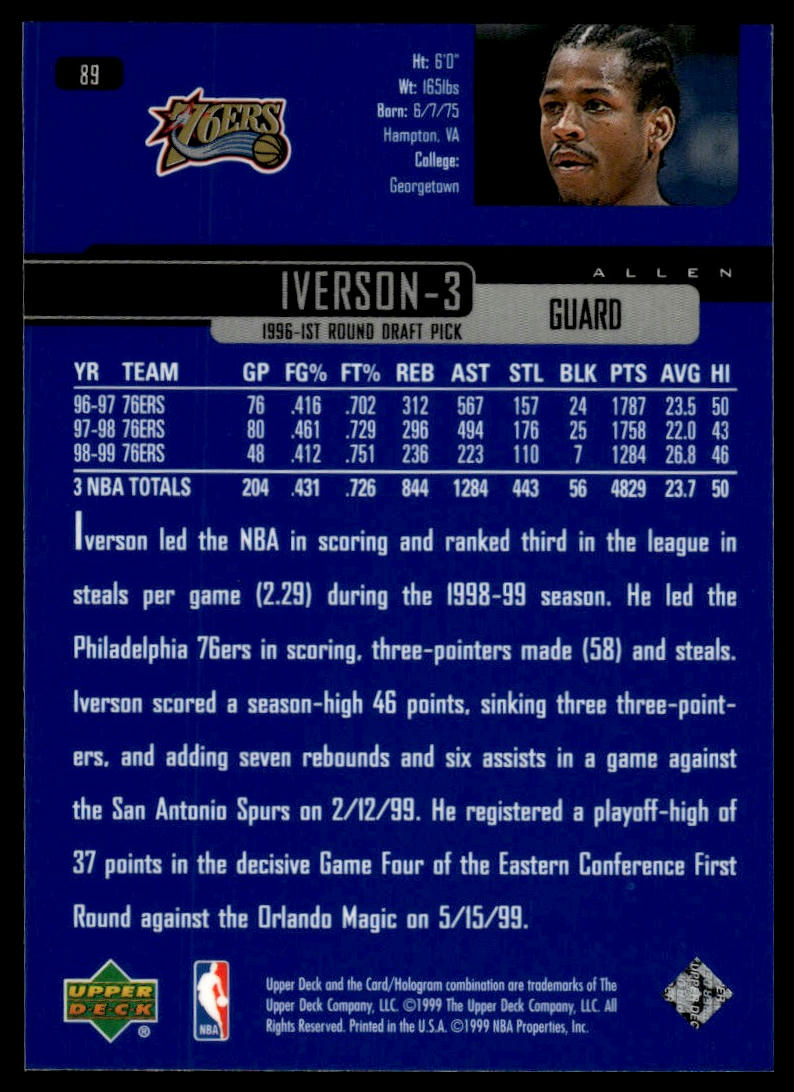 1999-00 Upper Deck #89 Allen Iverson