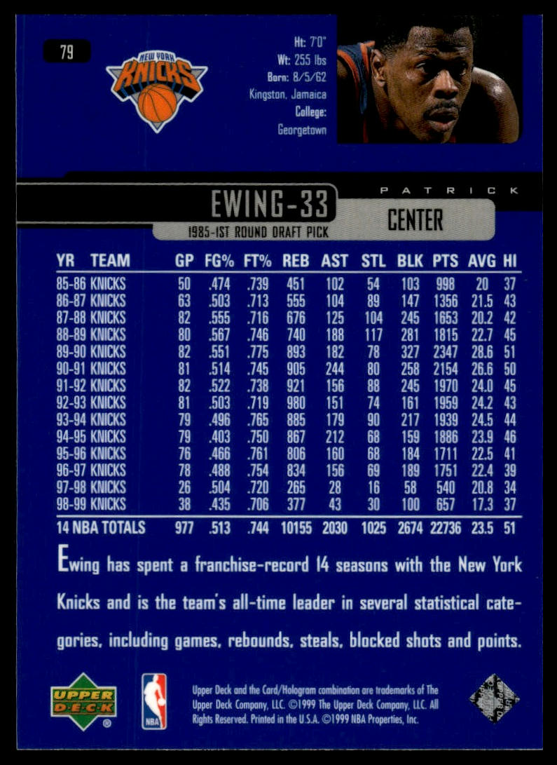 1999-00 Upper Deck #79 Patrick Ewing