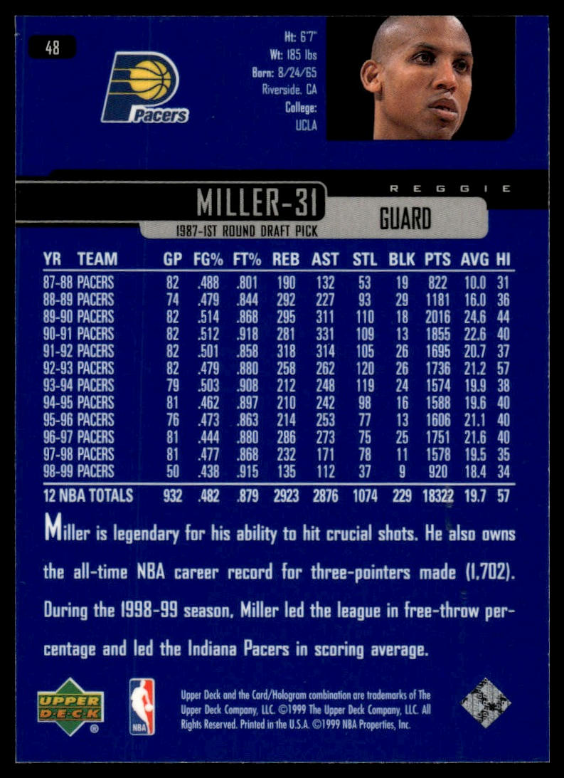 1999-00 Upper Deck #48 Reggie Miller