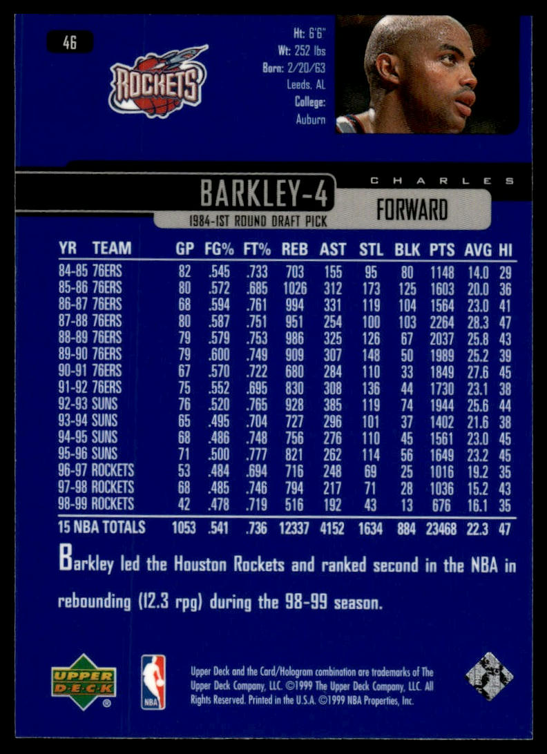 1999-00 Upper Deck #46 Charles Barkley
