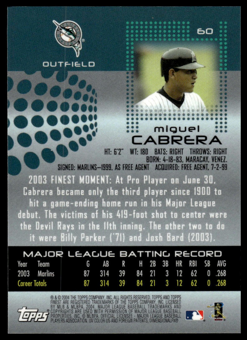 2004 Finest #60 Miguel Cabrera