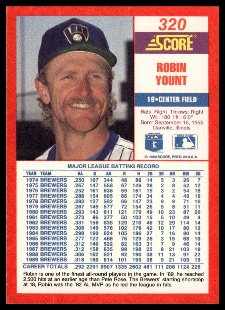 1990 Score #320 Robin Yount