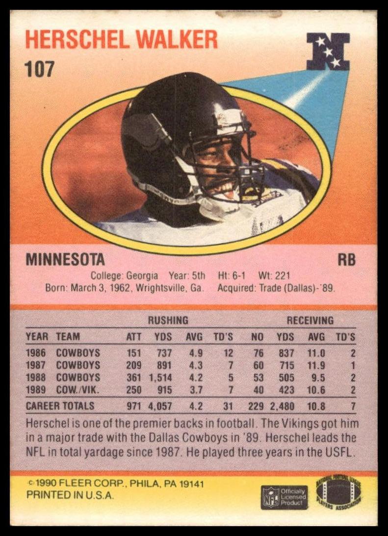 1990 Fleer #107 Herschel Walker