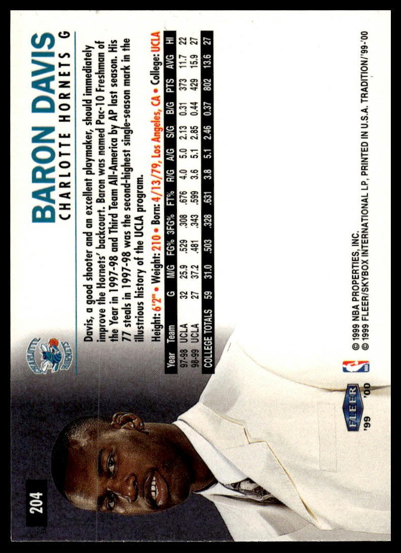 1999-00 Fleer Tradition #204 Baron Davis