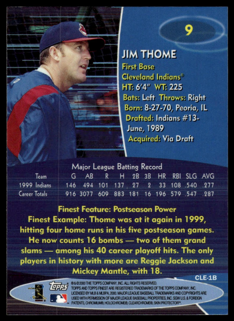 2000 Finest #9 Jim Thome