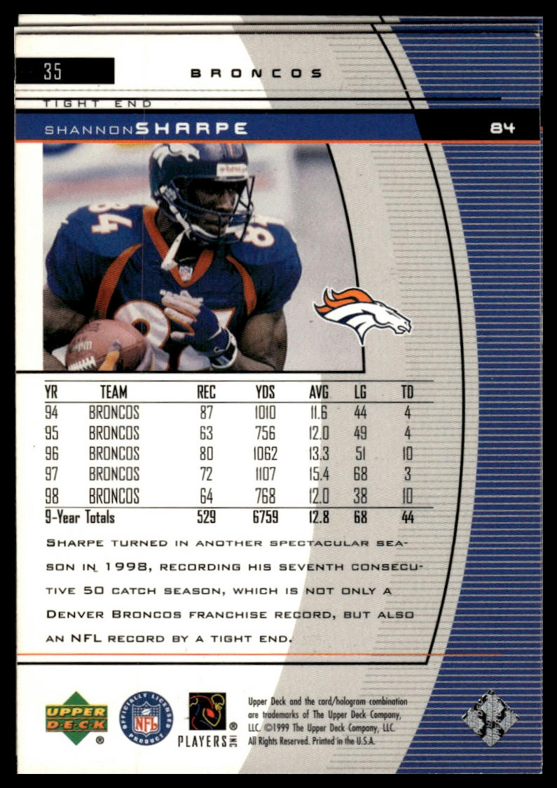 1999 Upper Deck Black Diamond #35 Shannon Sharpe
