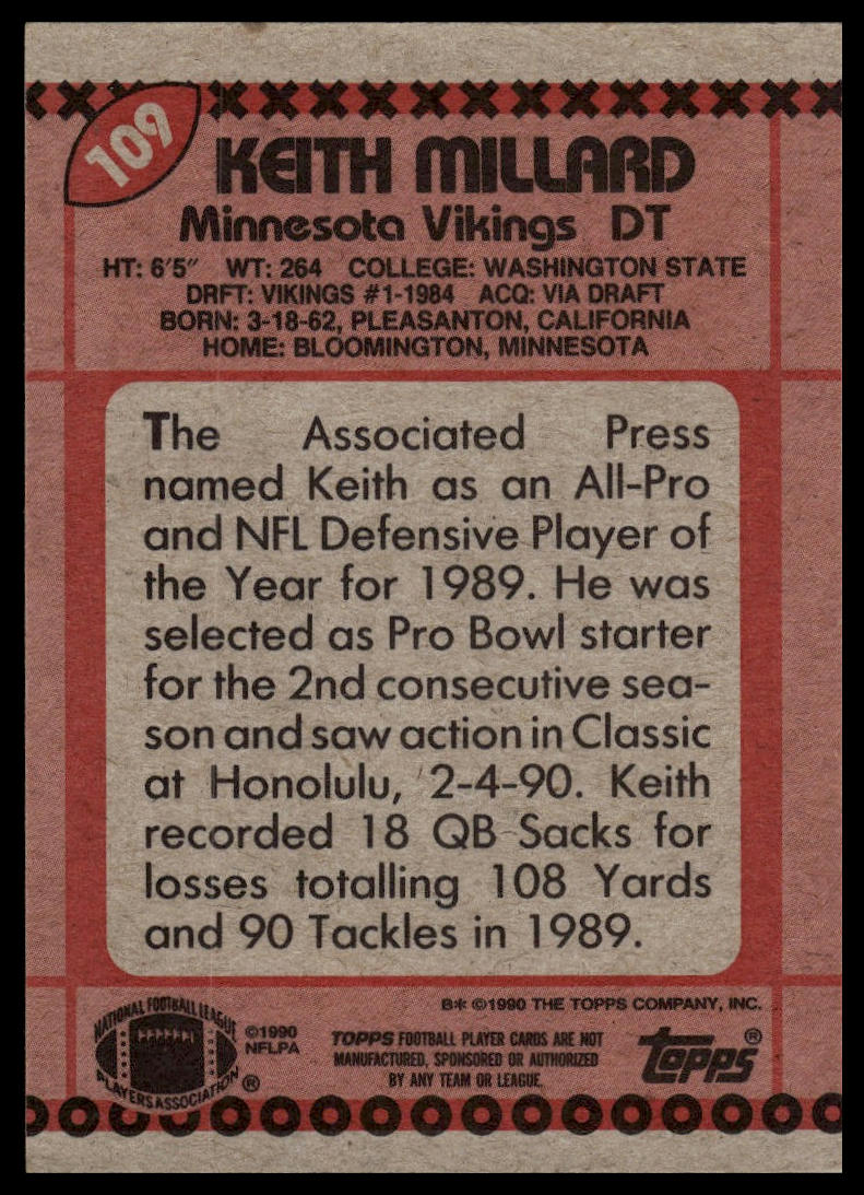 1990 Topps #109 Keith Millard