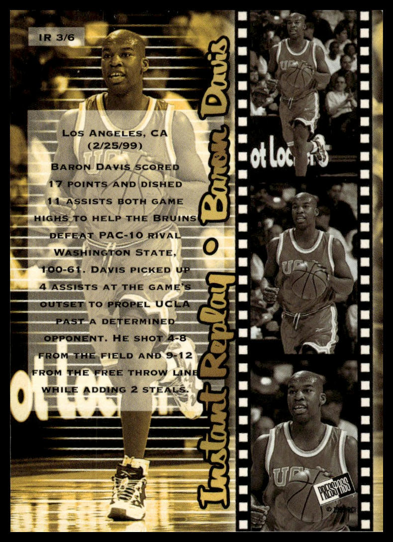 1999 Press Pass SE #IR3 Baron Davis Instant Replay
