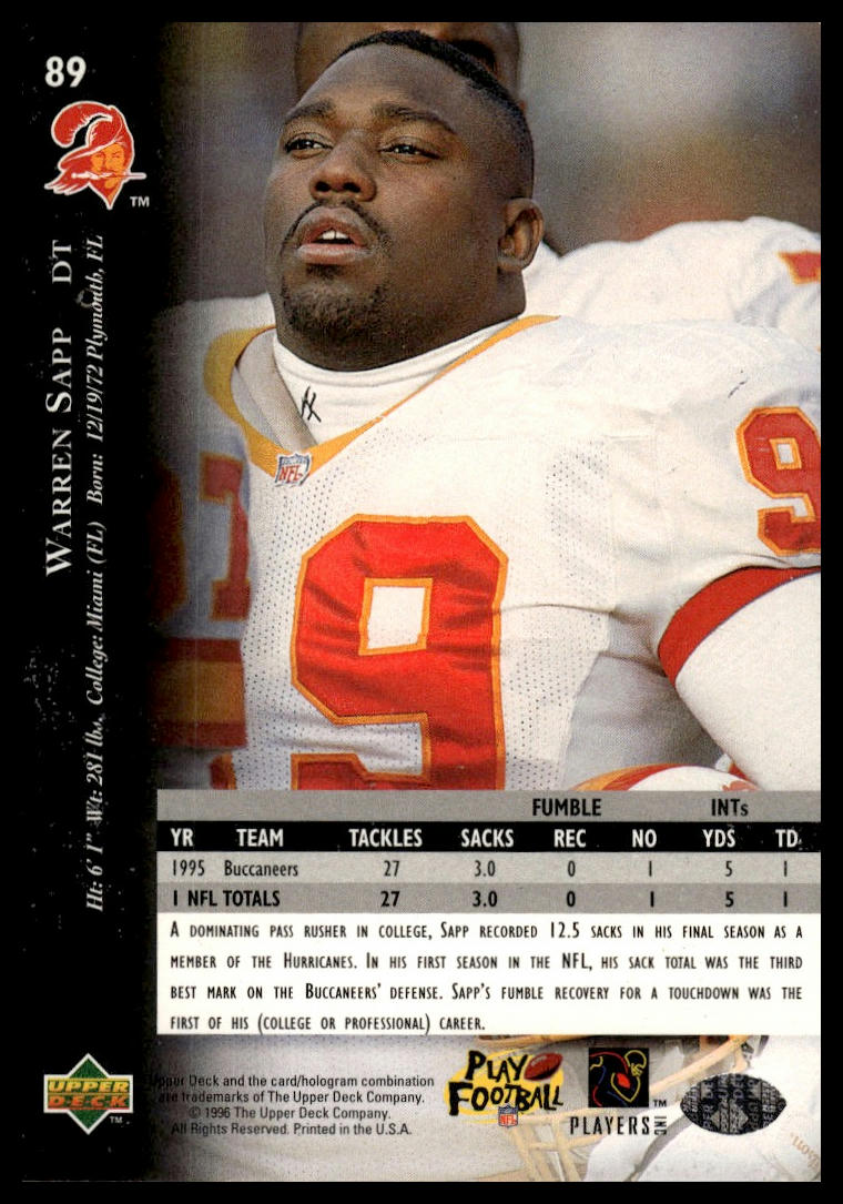 1996 Upper Deck Silver Collection #89 Warren Sapp