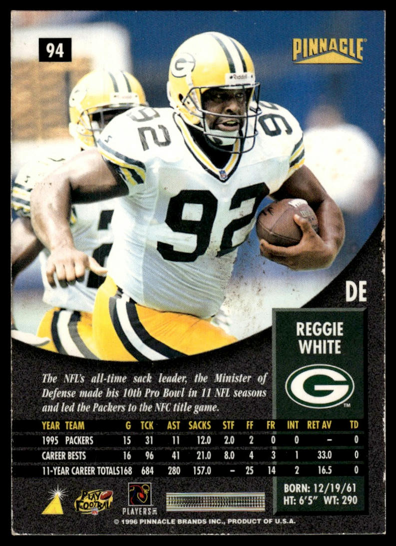 1996 Pinnacle #94 Reggie White Foil