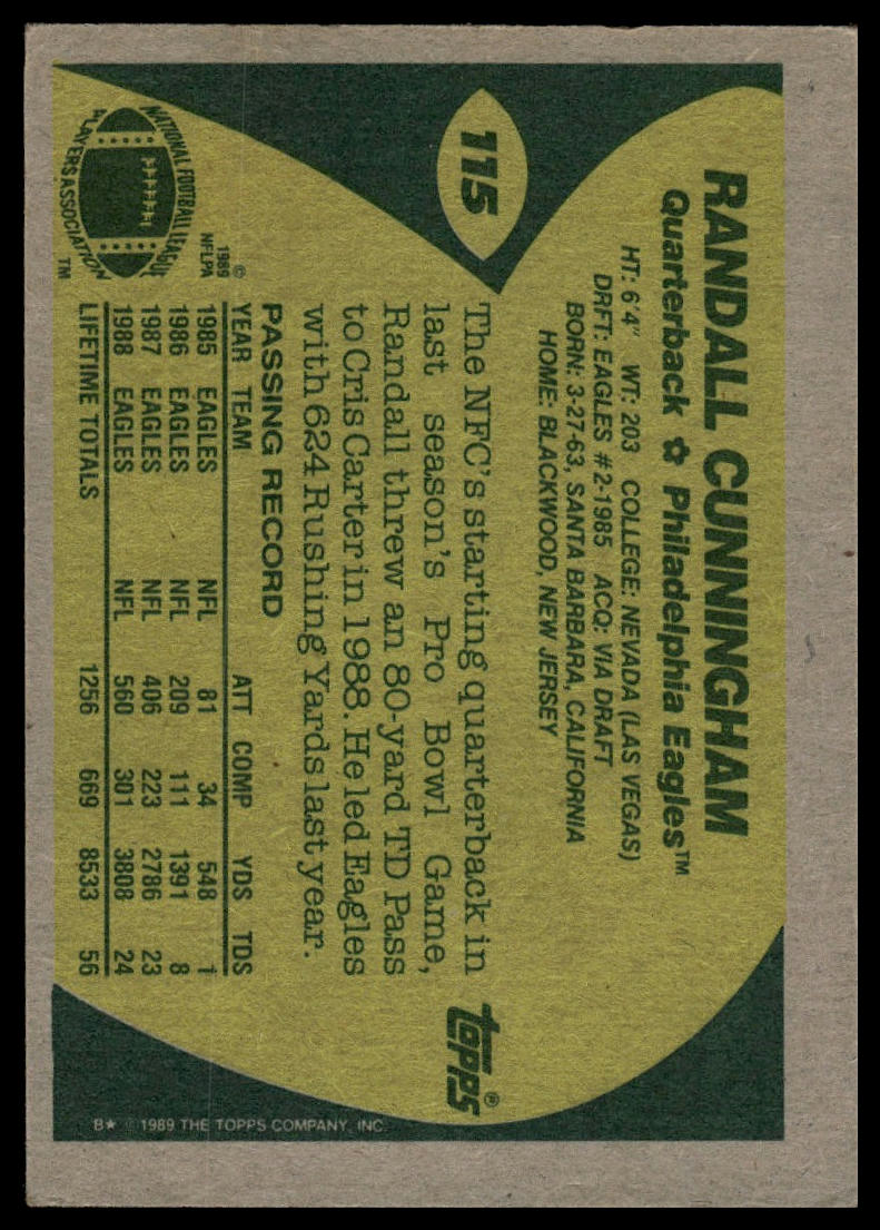 1989 Topps American/UK #22 Randall Cunningham