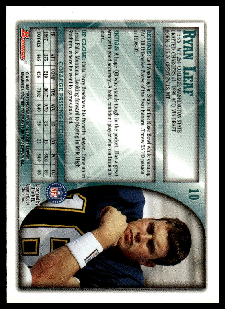 1998 Bowman #10 Ryan Leaf Golden Anniversary #/50