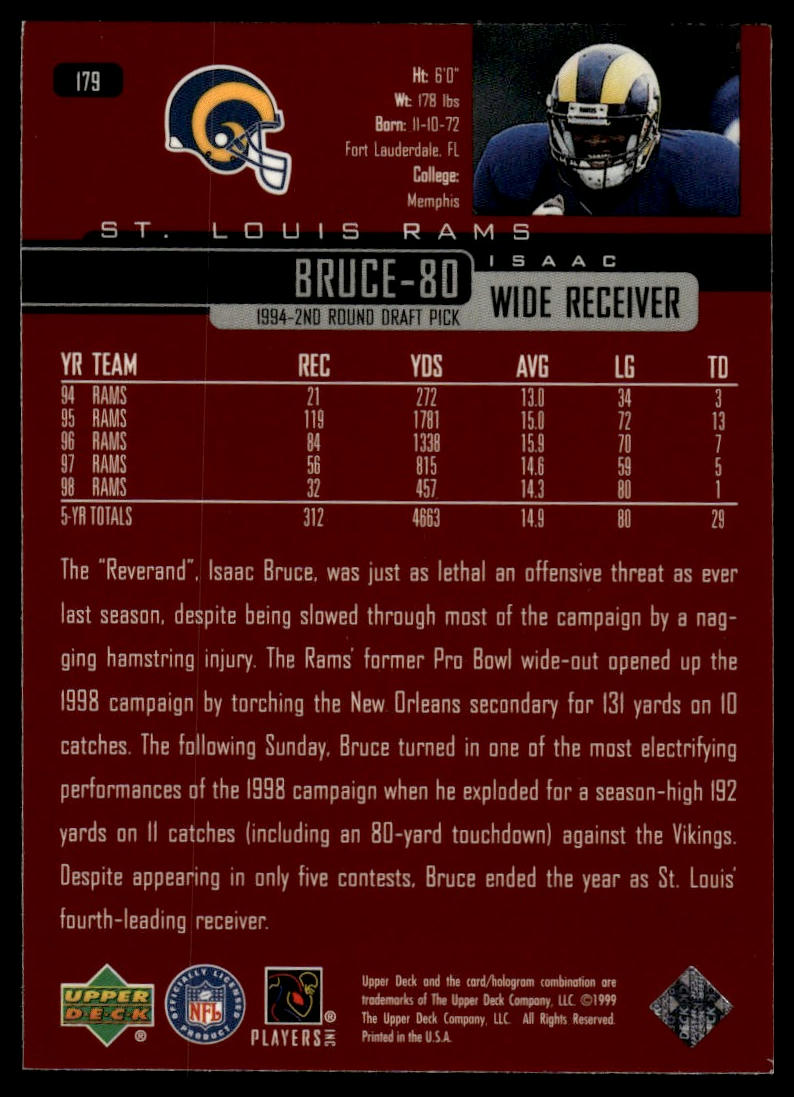 1999 Upper Deck #179 Isaac Bruce