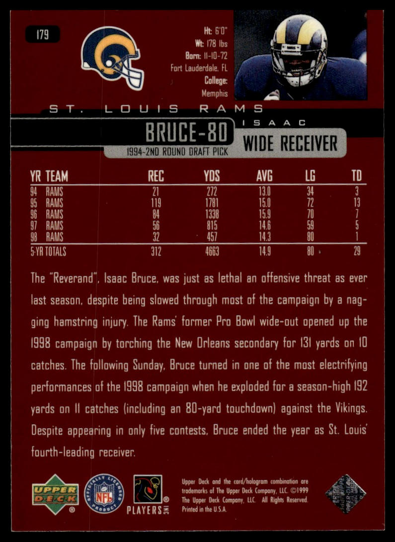 1999 Upper Deck #179 Isaac Bruce