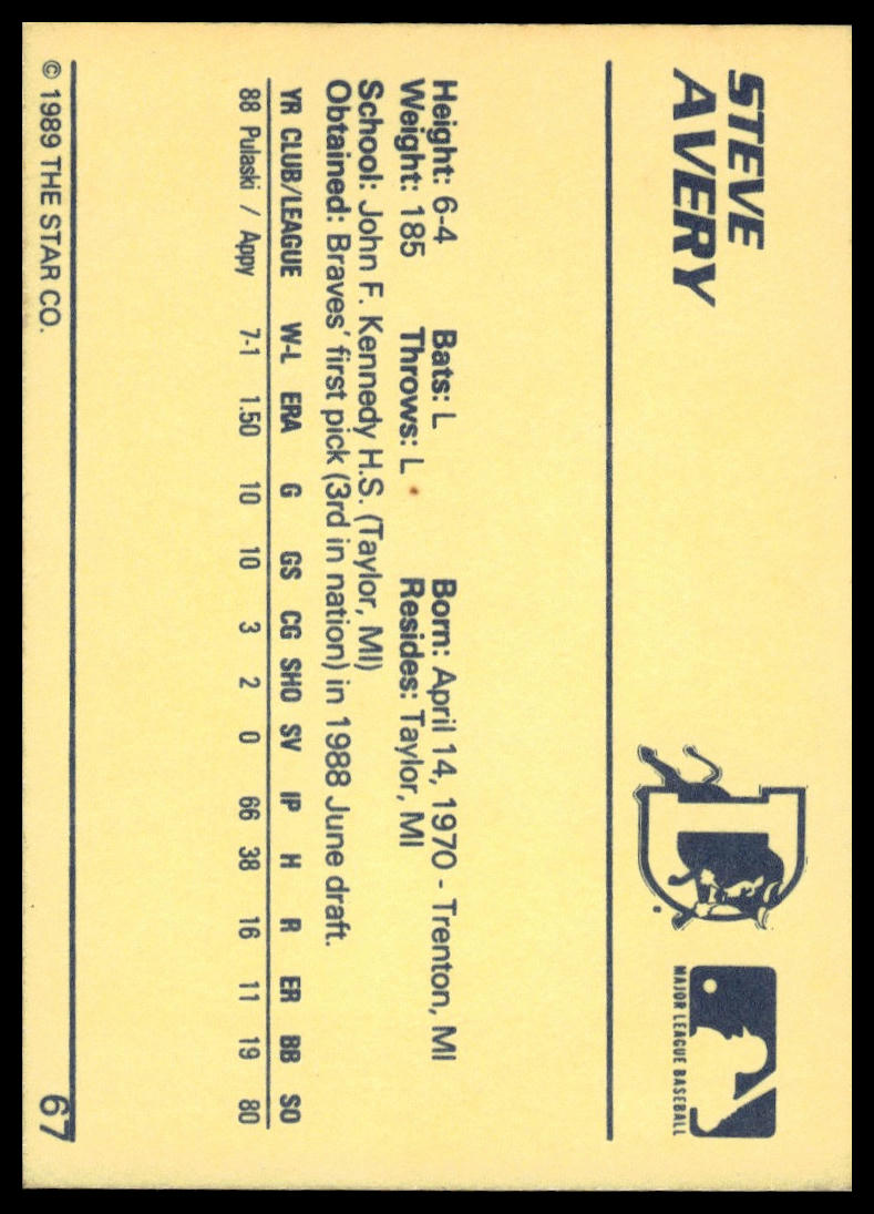 1989 Star #67 Steve Avery