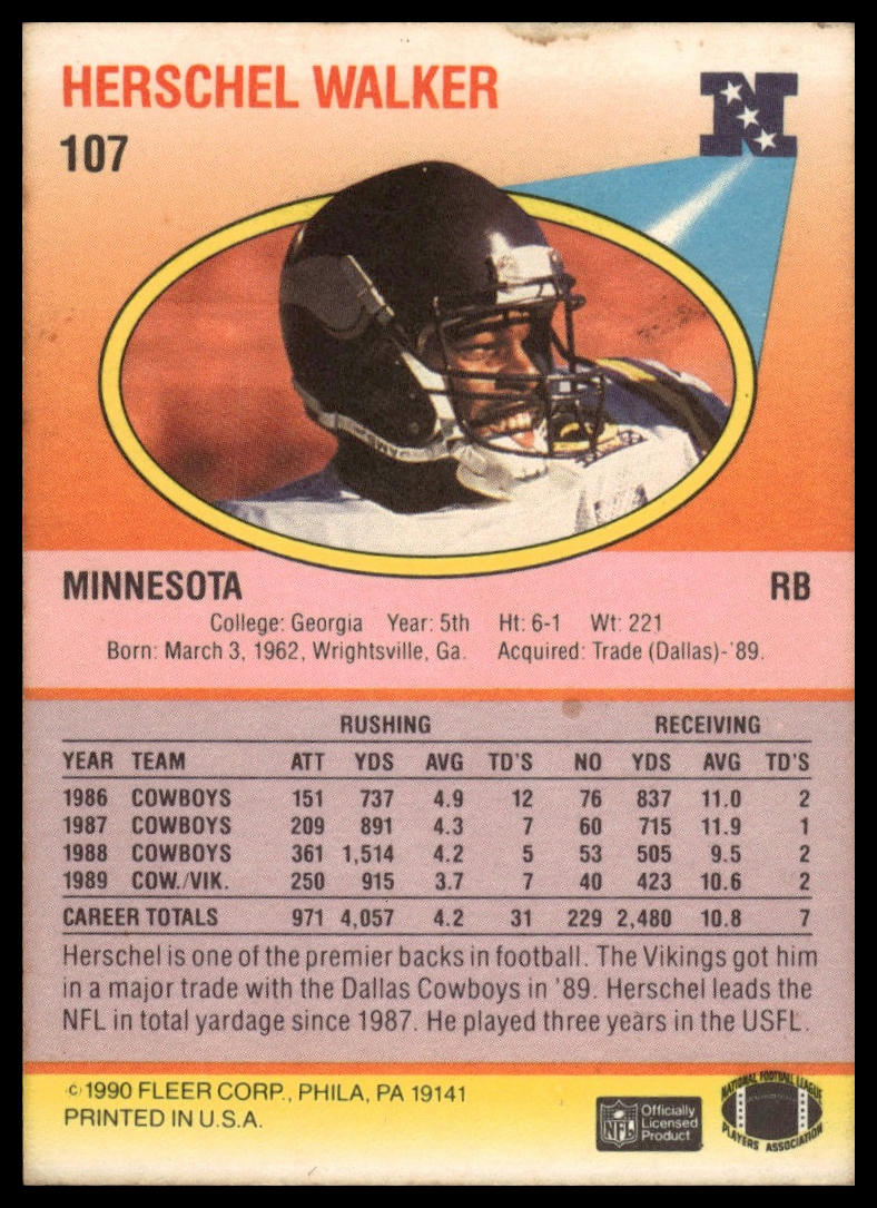 1990 Fleer #107 Herschel Walker