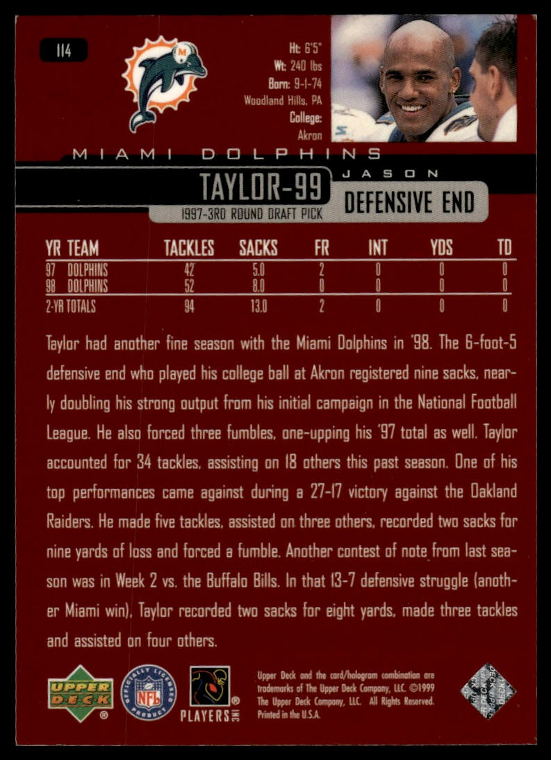 1999 Upper Deck #114 Jason Taylor