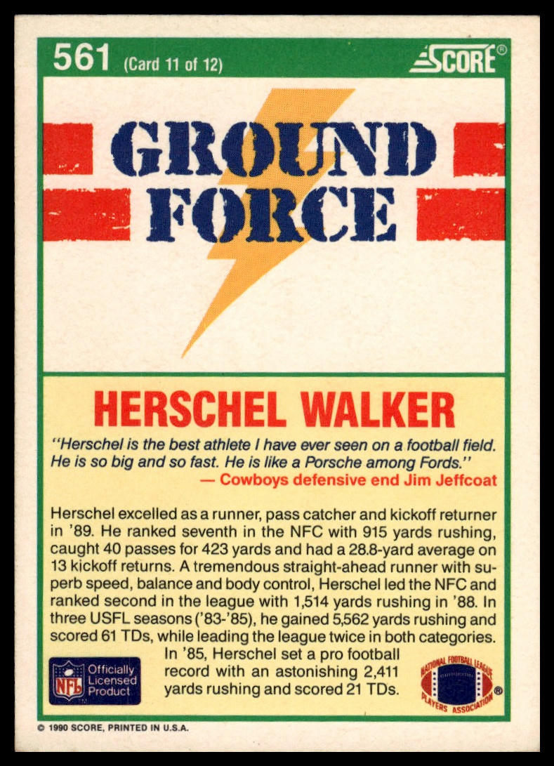 1990 Score #561 Herschel Walker