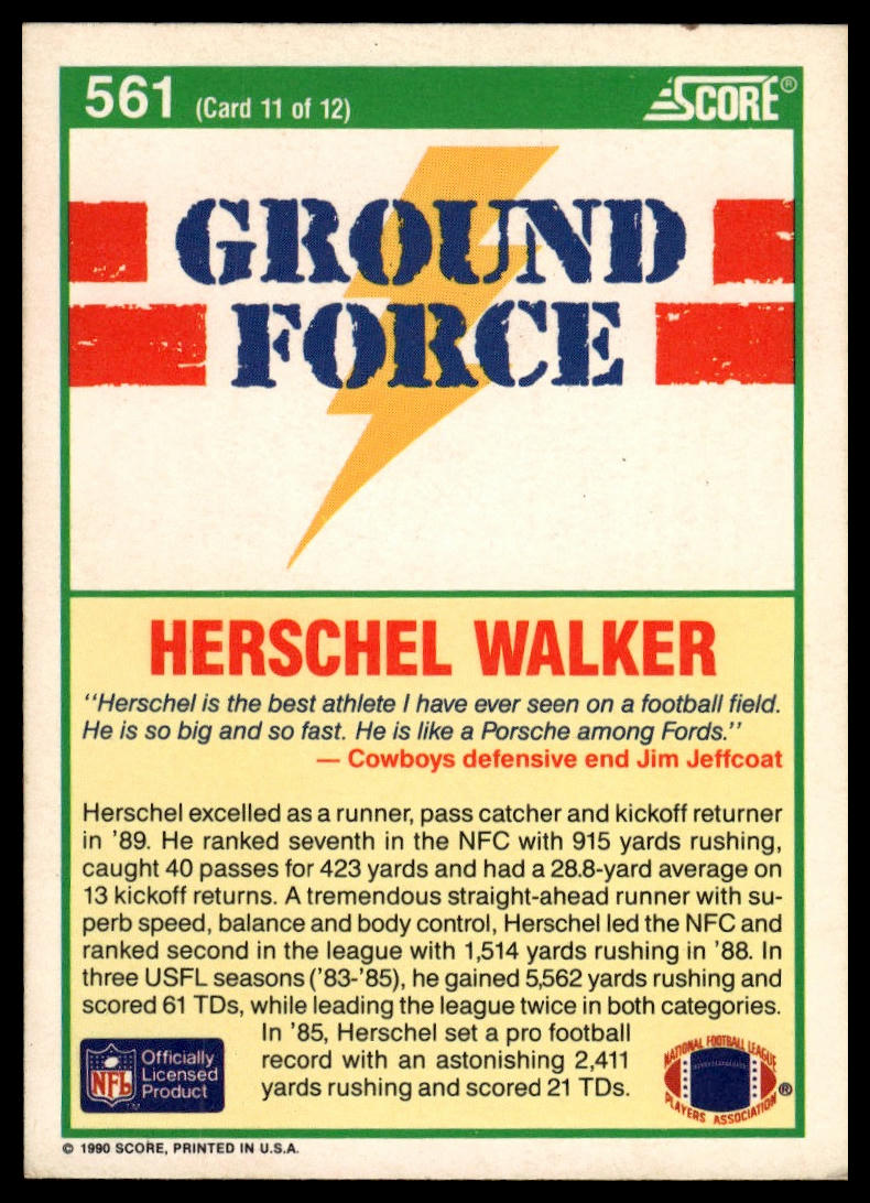1990 Score #561 Herschel Walker