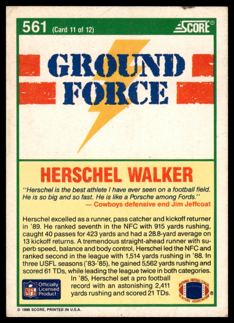 1990 Score #561 Herschel Walker