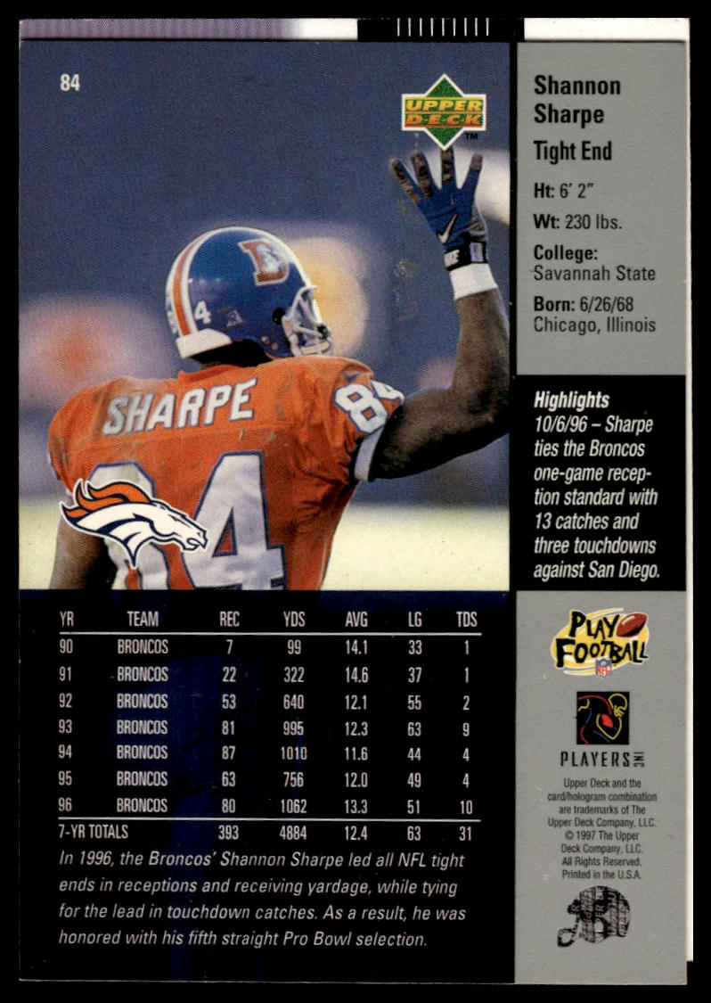 2001 Fleer Game Time #71 Shannon Sharpe