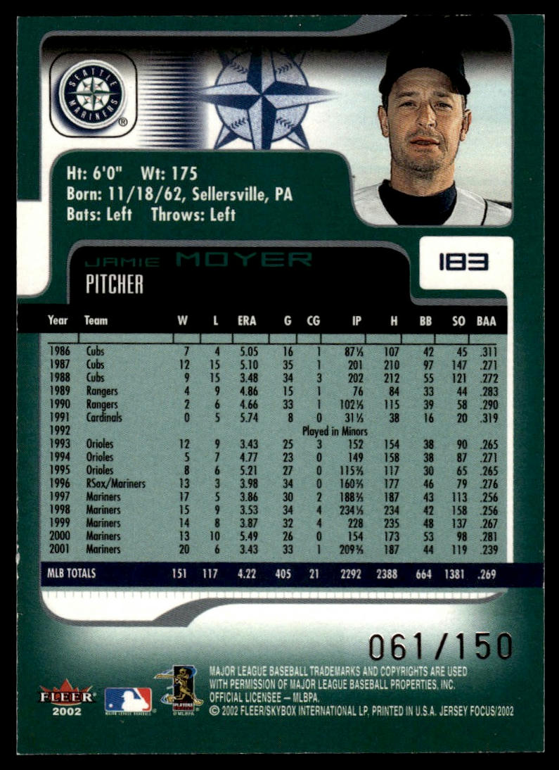 2002 Fleer Focus Jersey Edition #183 Jamie Moyer