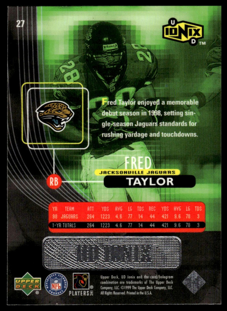 1999 UD Ionix #27 Fred Taylor
