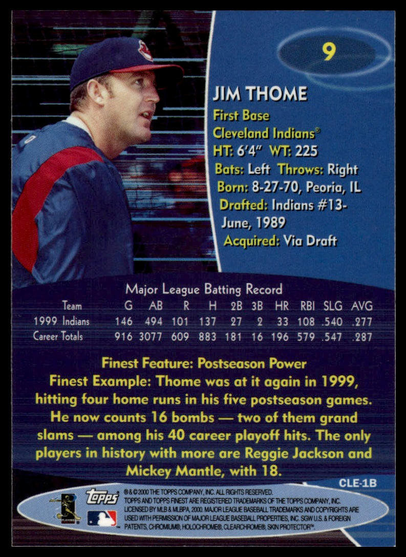2000 Finest #9 Jim Thome