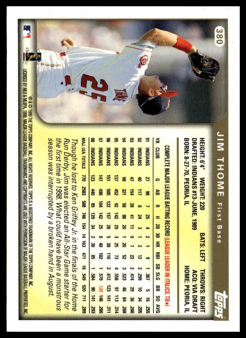 1999 Topps #380 Jim Thome