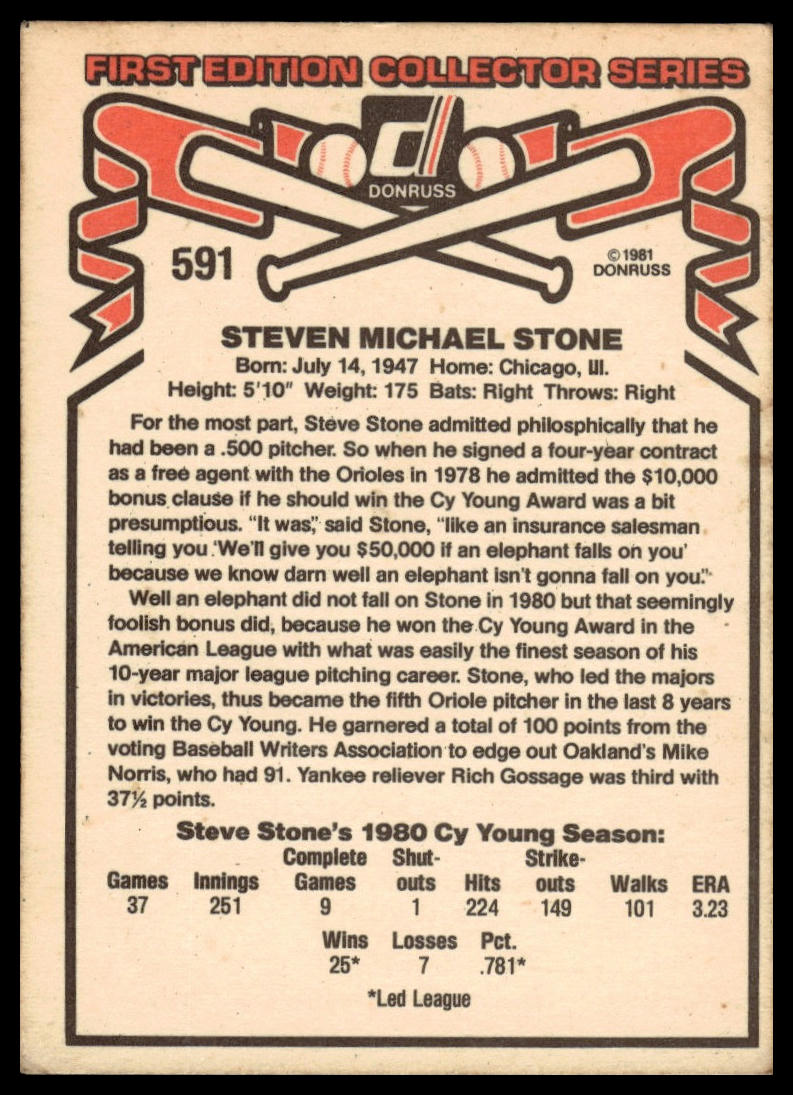 1981 Donruss #591 Steve Stone