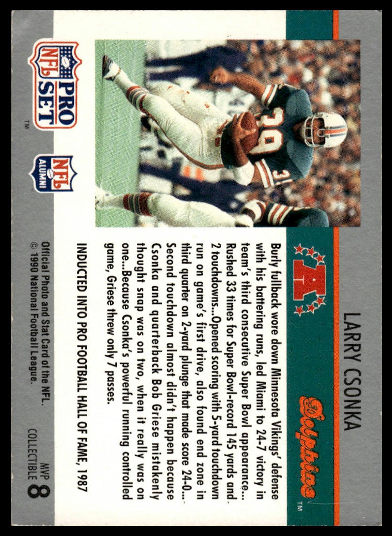 1990 Pro Set #8 Larry Csonka Super Bowl MVP Collectibles