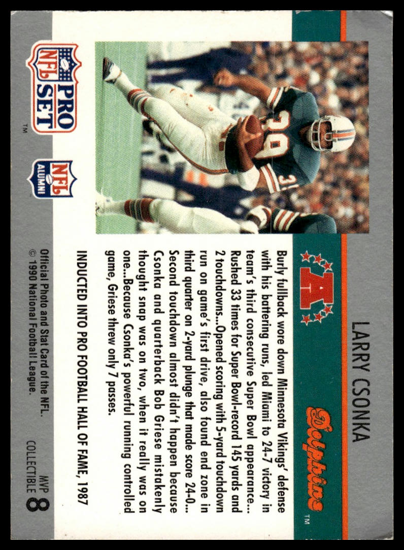 1990 Pro Set #8 Larry Csonka Super Bowl MVP Collectibles