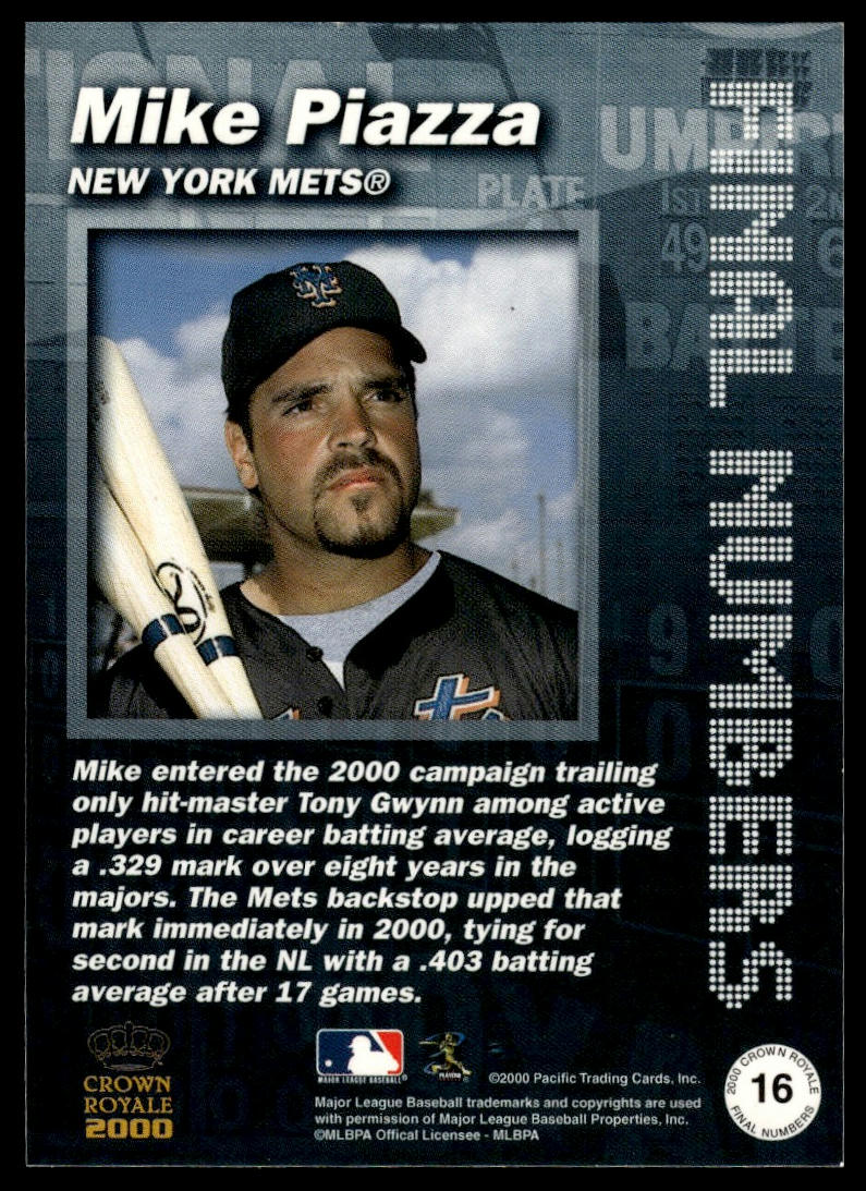 2000 Pacific Crown Royale #16 Mike Piazza Final Numbers