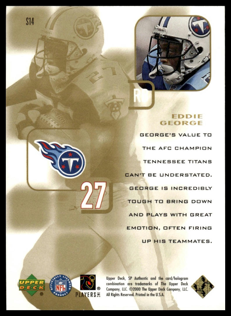 2000 SP Authentic #S14 Eddie George Supremacy