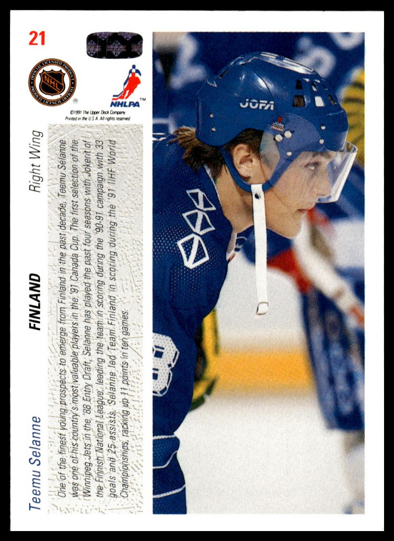 1991-92 Upper Deck #21b Teemu Selanne