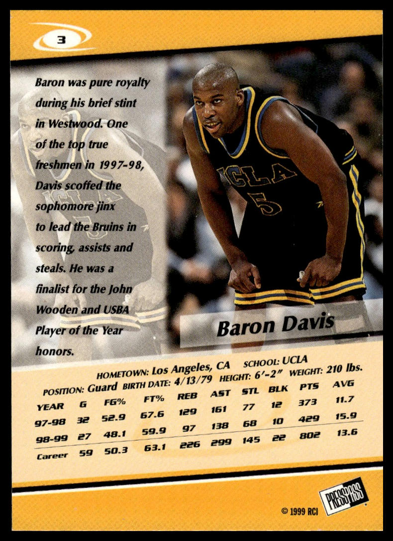 1999 Press Pass #3 Baron Davis