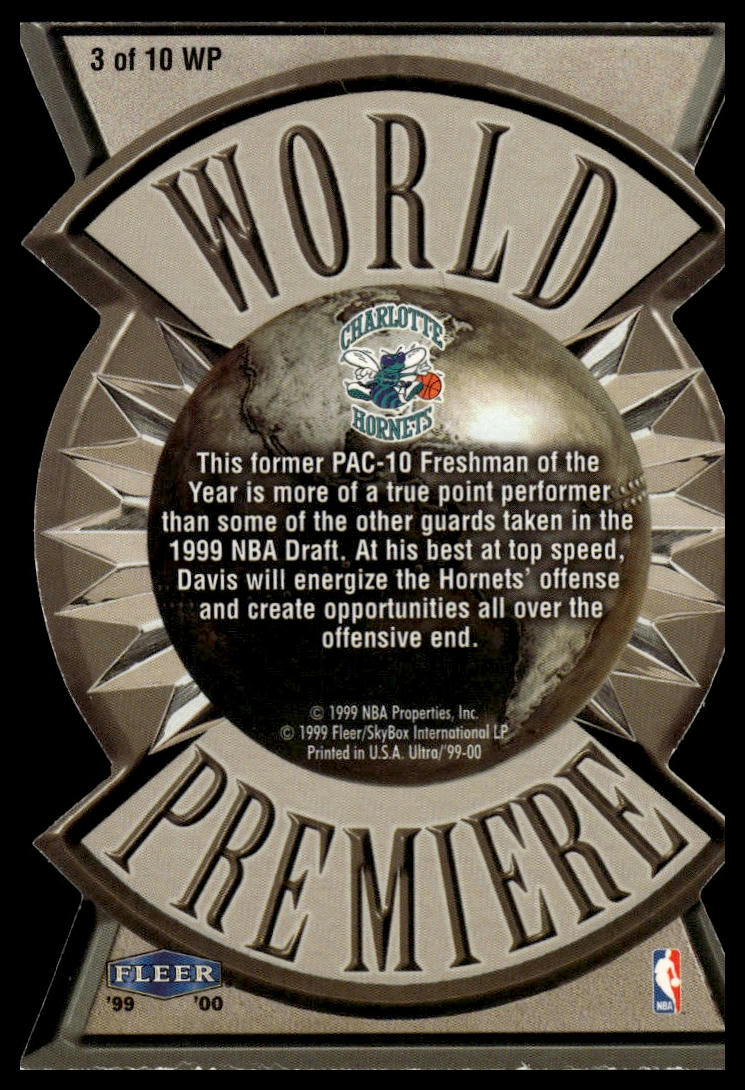 1999-00 Ultra #3 WP Baron Davis World Premiere