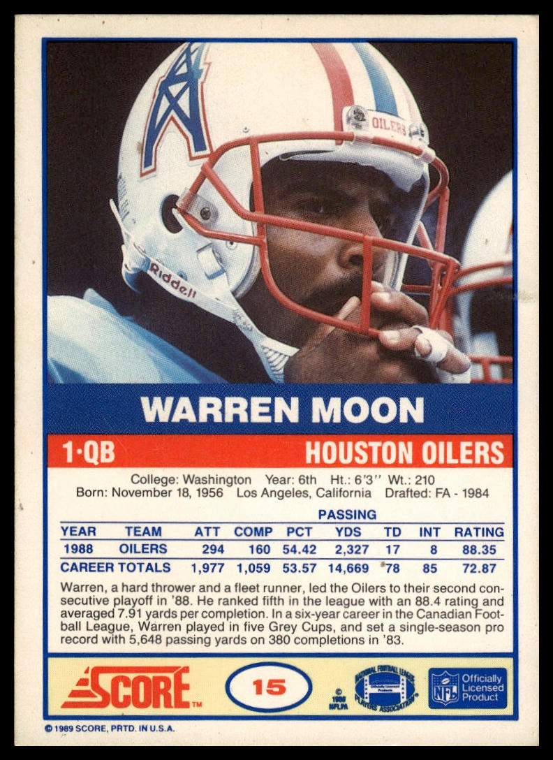 1989 Score #15 Warren Moon
