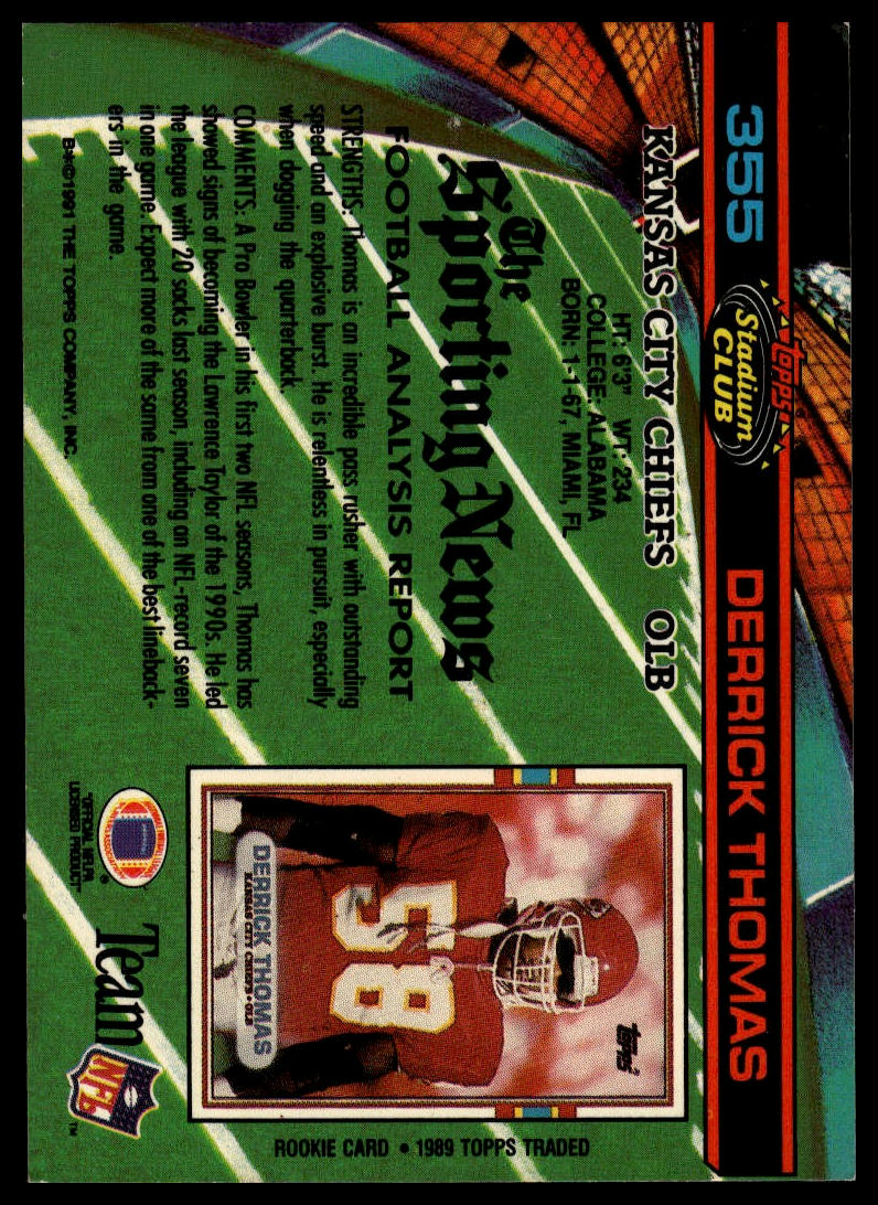 1991 Stadium Club #355 Derrick Thomas