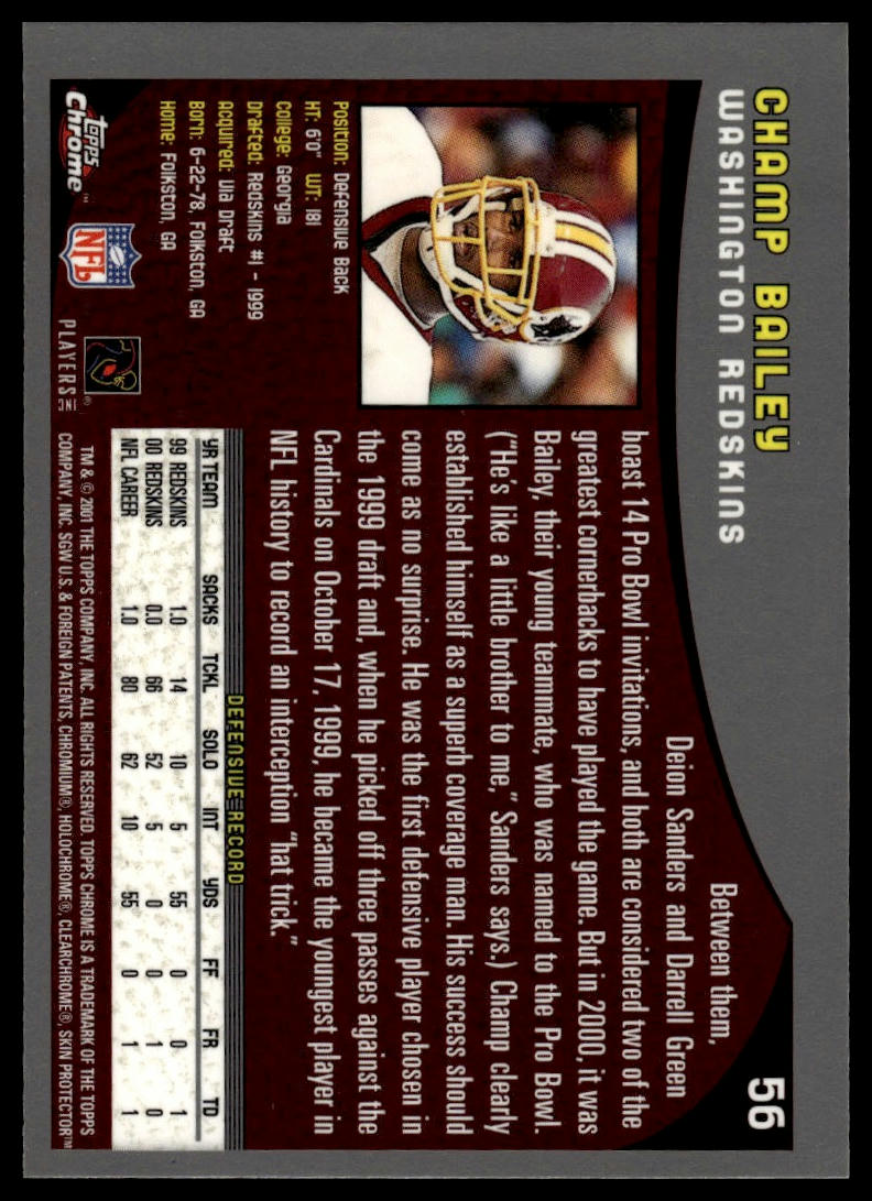 2001 Topps Chrome #56 Champ Bailey