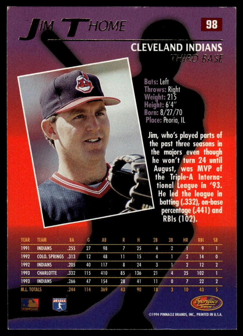 1994 Sportflics 2000 #98 Jim Thome