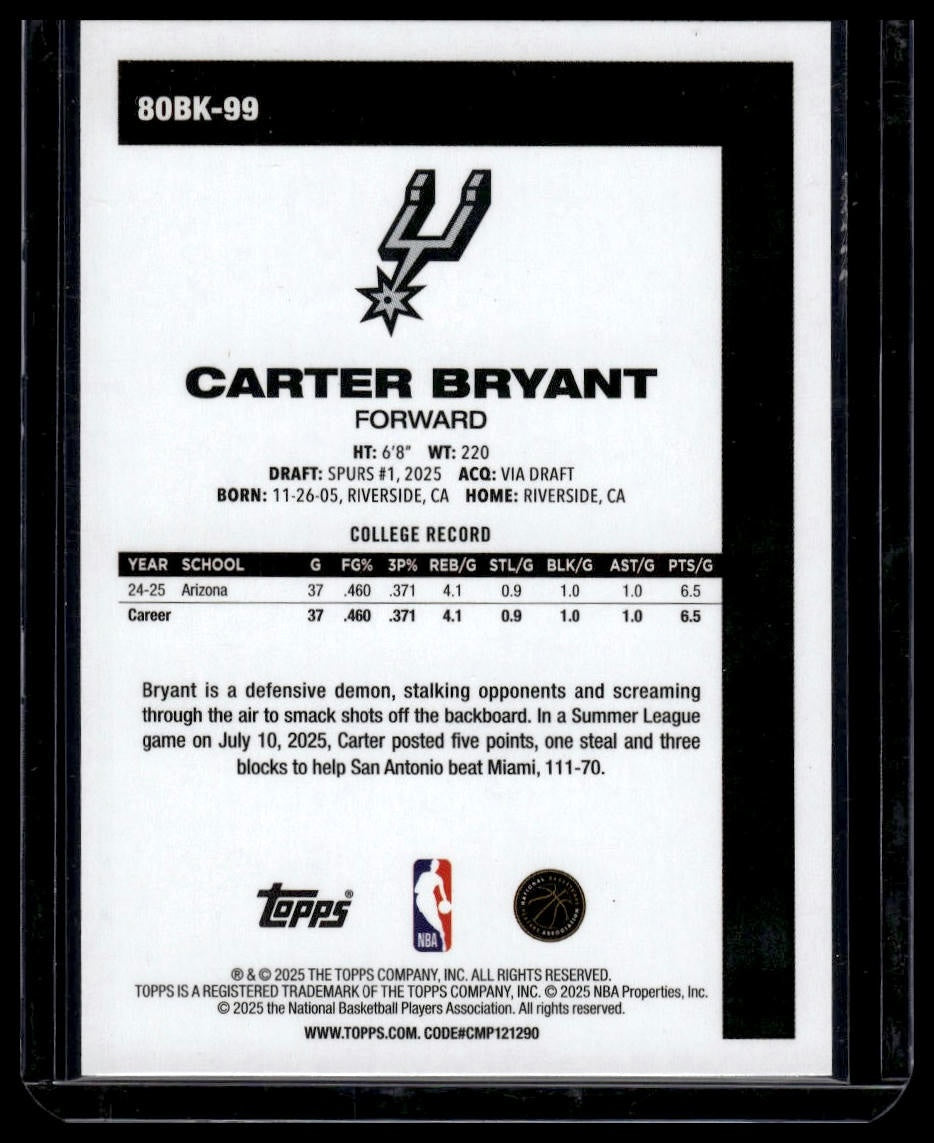 2025-26 Topps #80BK-99 Carter Bryant 1980-81 Topps Basketball