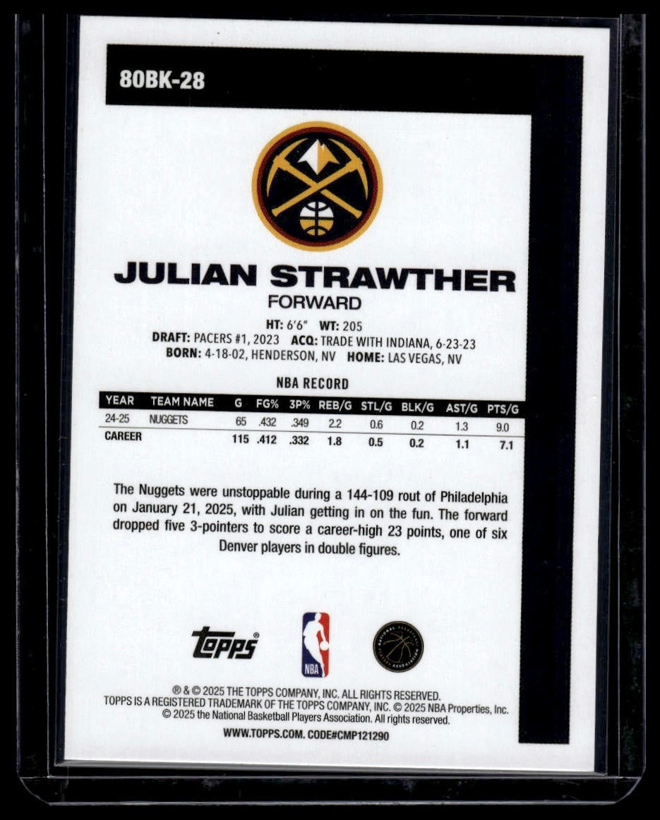2025-26 Topps #80BK-28 Julian Strawther 1980-81 Topps Basketball