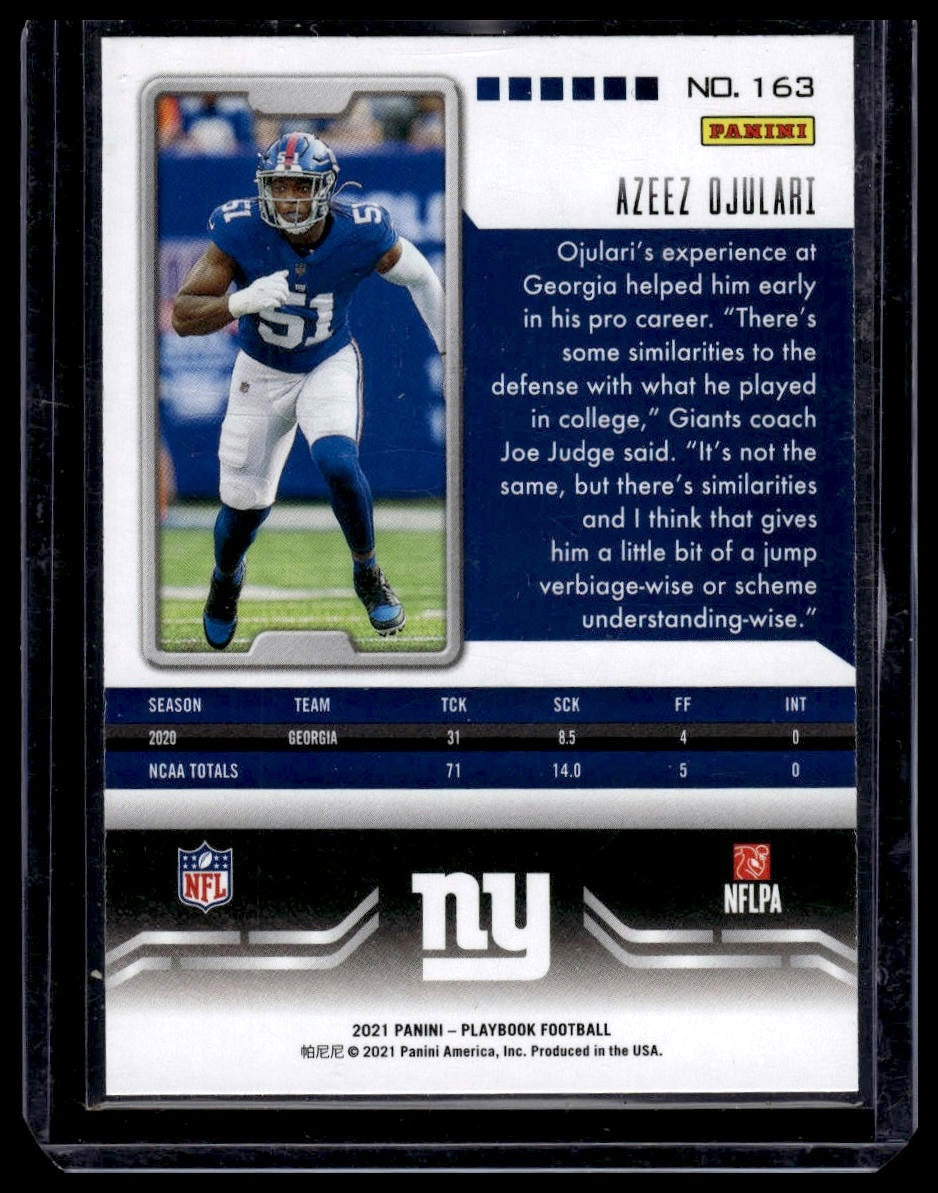 2021 Panini Playbook #163 Azeez Ojulari Purple