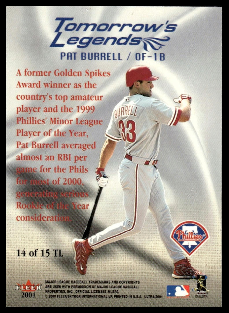 2001 Ultra #14TL Pat Burrell Tomorrow's Legends