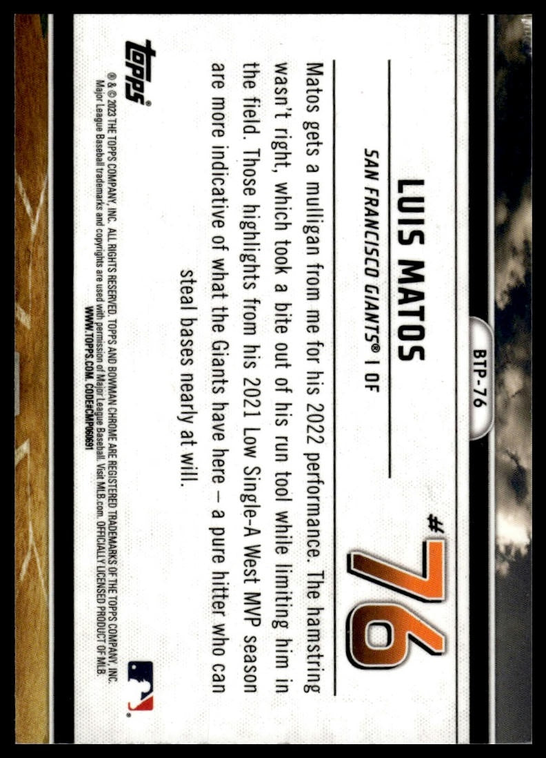2023 Bowman #BTP-76 Luis Matos Bowman Scouts Top 100