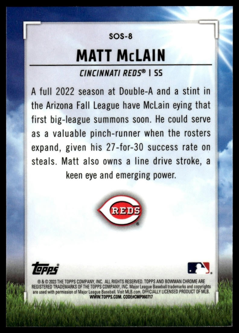 2023 Bowman #SOS-8 Matt McLain Sights on September