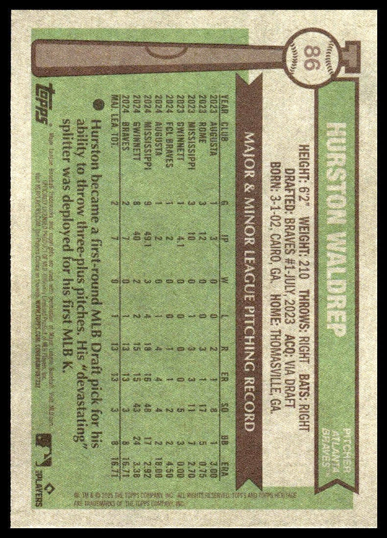 2025 Topps Heritage #86 Hurston Waldrep